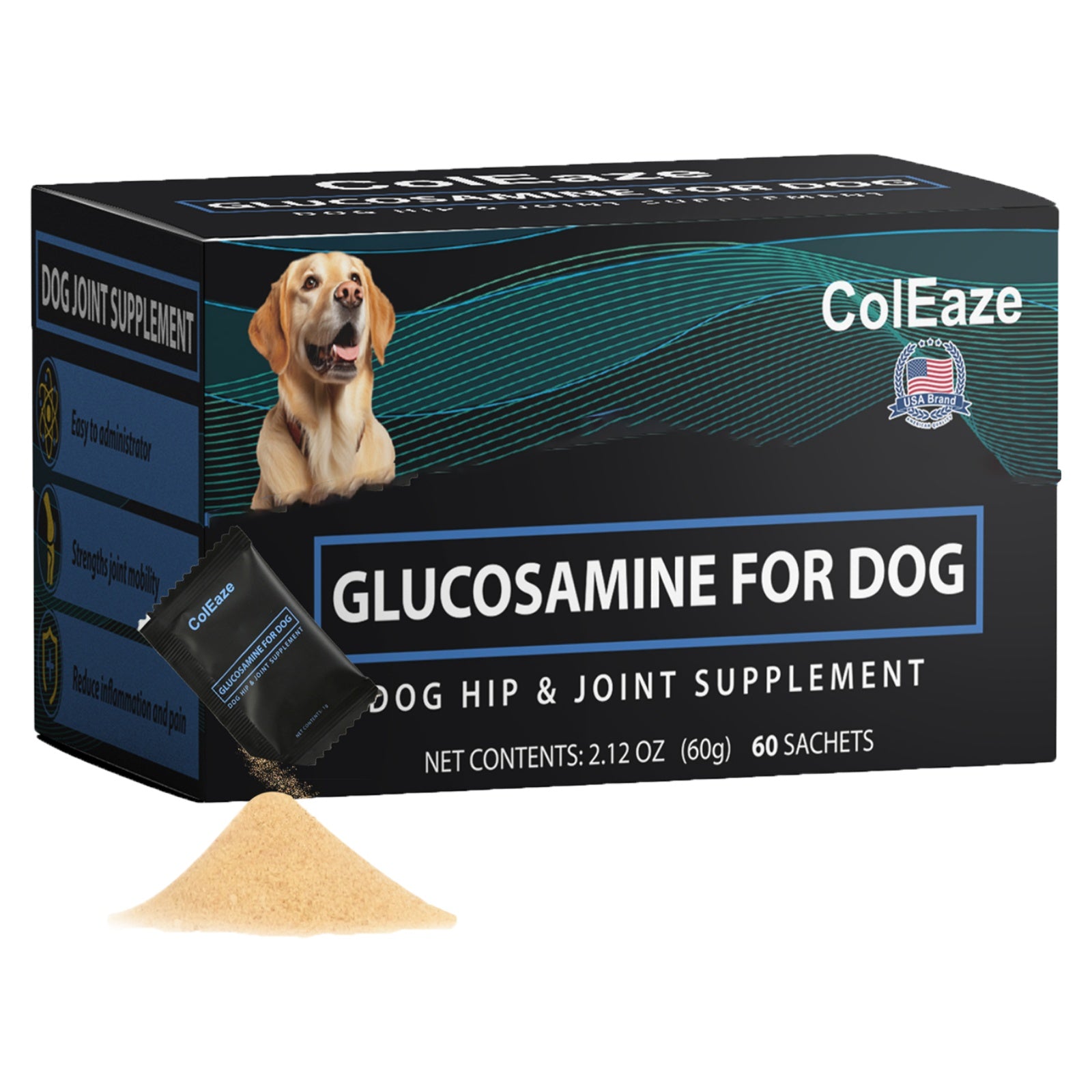 ColEaze Glucosamine for Dogs – The Ultimate 3D Mobility Assault for Joint Pain, Stiffness & Slow Decline. NSAID-Free, Vet-Strength, 60 Sachets of Pure Cartilage Regeneration Power