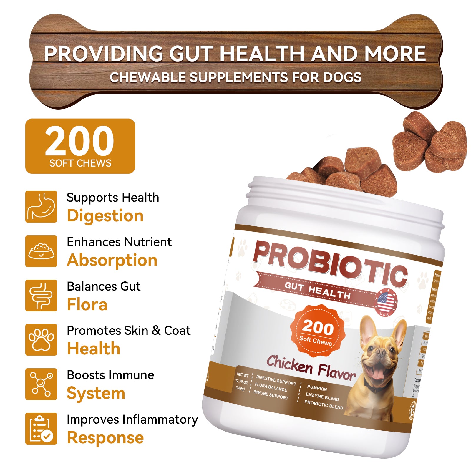 ColEaze Probiotic Gut Health Chews – 200 Soft Chews of Brutal Digestive Domination. No More Gas, No More Loose Stools, No More Weak Immunity. Pumpkin + 6.84B CFU Probiotics + Enzyme Strike Force
