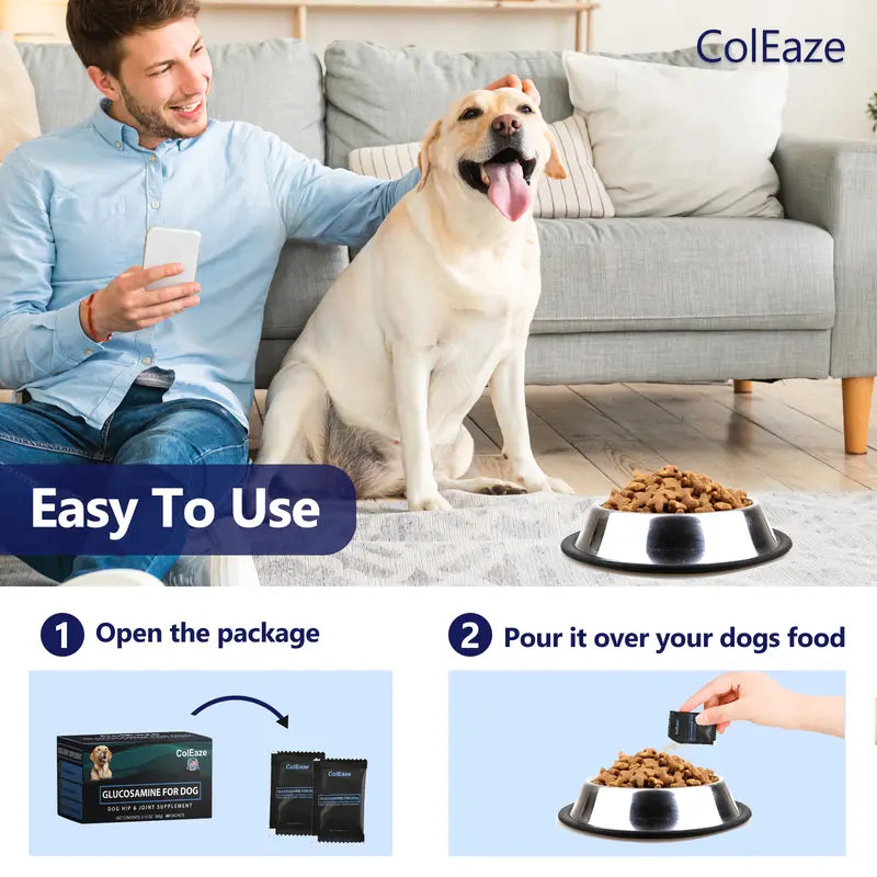 ColEaze Glucosamine for Dogs – The Ultimate 3D Mobility Assault for Joint Pain, Stiffness & Slow Decline. NSAID-Free, Vet-Strength, 60 Sachets of Pure Cartilage Regeneration Power