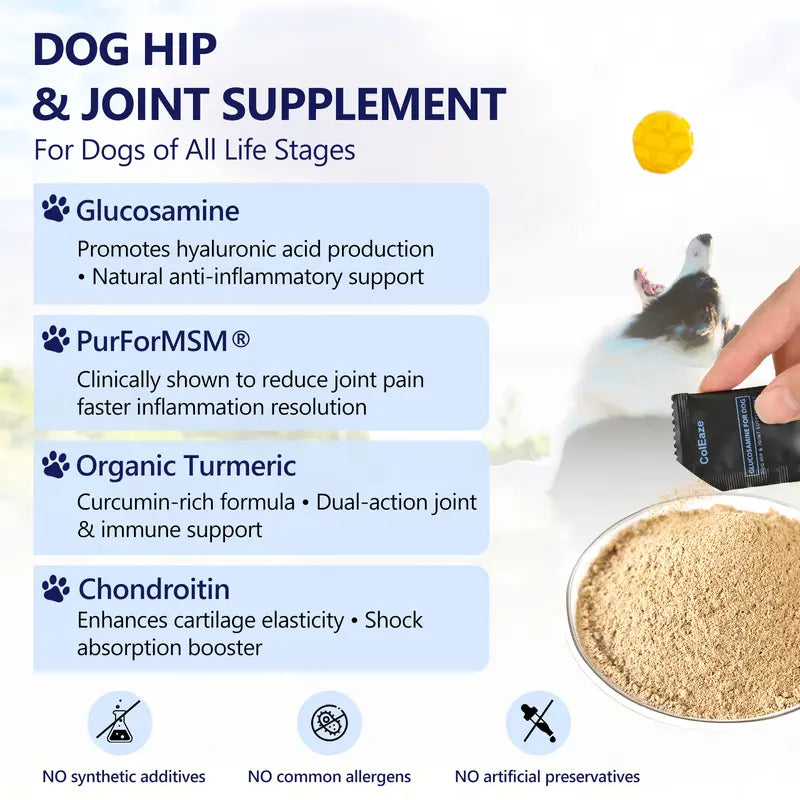 ColEaze Glucosamine for Dogs – The Ultimate 3D Mobility Assault for Joint Pain, Stiffness & Slow Decline. NSAID-Free, Vet-Strength, 60 Sachets of Pure Cartilage Regeneration Power